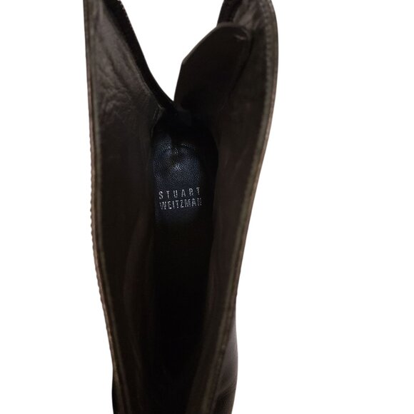 Stuart Weitzman Black Leather Squared Toed Heeled Ankle Boots Women's Size 9 - Picture 6 of 7